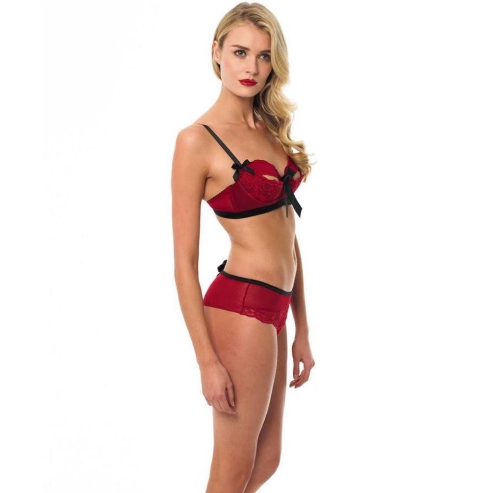 BLUEBELLA Eloise Brazilian Satin Bows Chiffon & Lace Thong Panties US Sz L NWT - Picture 16 of 16